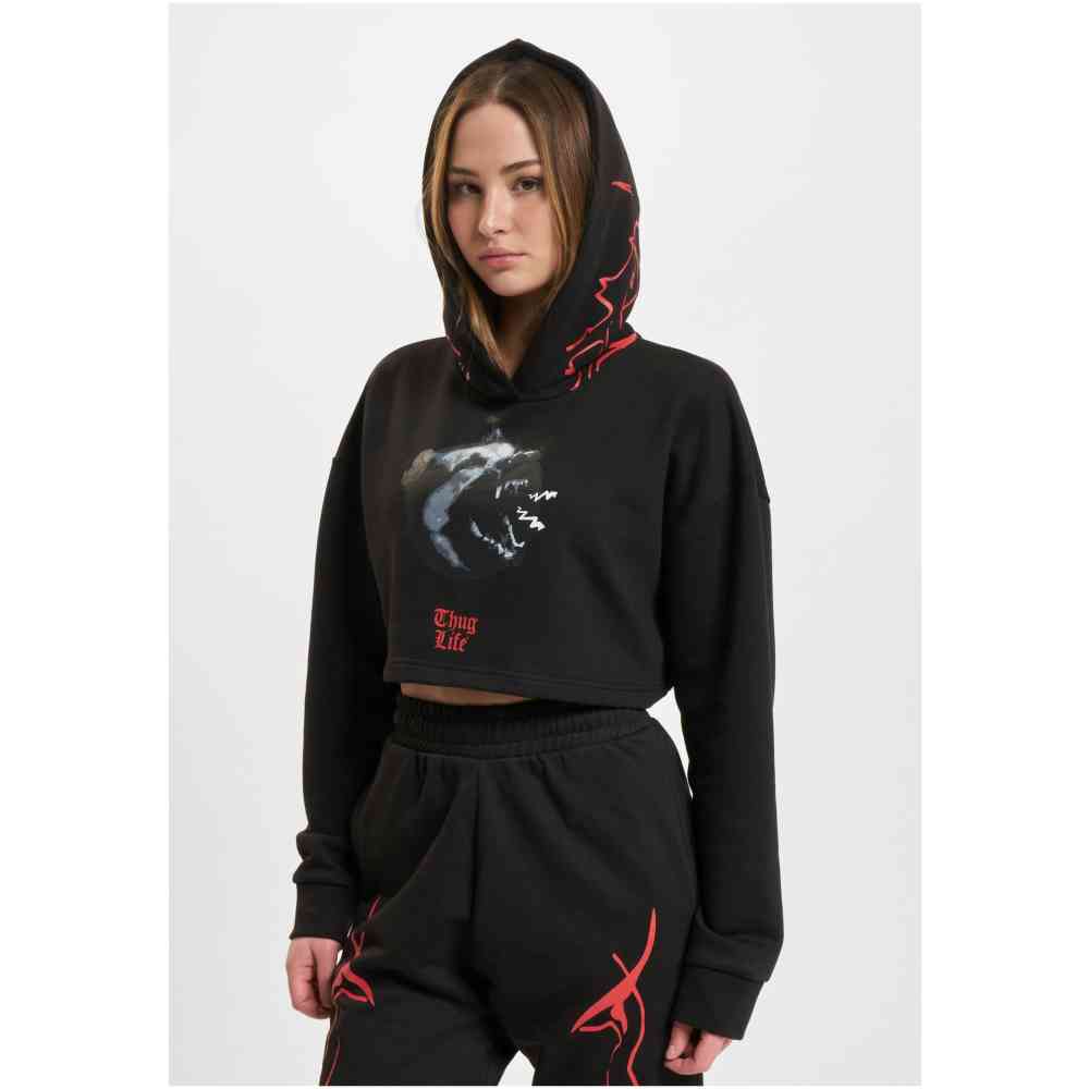 Thug Life - Dusky Crop Hoodie - Zwart